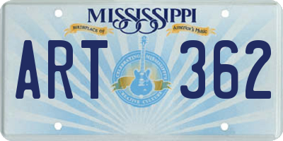 MS license plate ART362