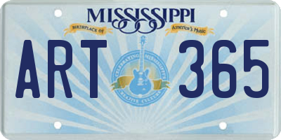 MS license plate ART365