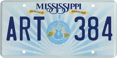 MS license plate ART384