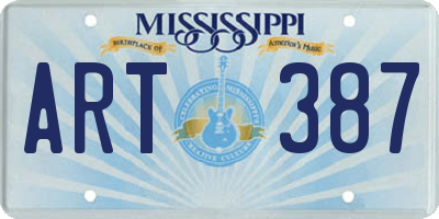 MS license plate ART387