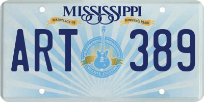 MS license plate ART389