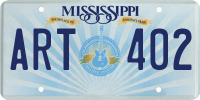 MS license plate ART402