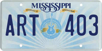 MS license plate ART403