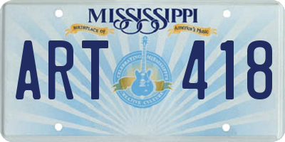 MS license plate ART418