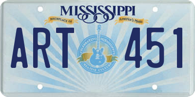 MS license plate ART451
