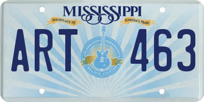 MS license plate ART463