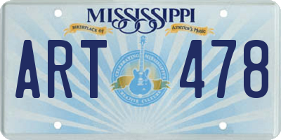 MS license plate ART478