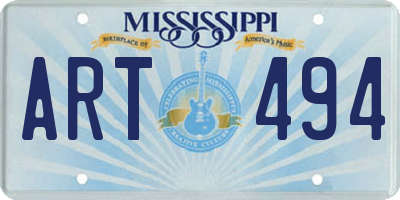 MS license plate ART494