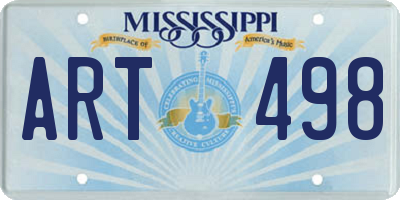 MS license plate ART498