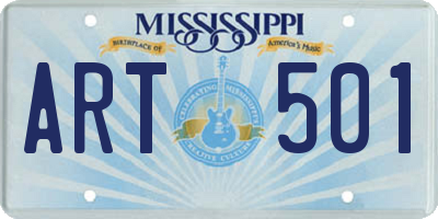 MS license plate ART501