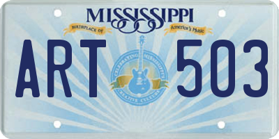 MS license plate ART503