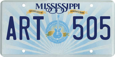 MS license plate ART505