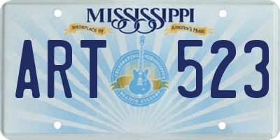 MS license plate ART523