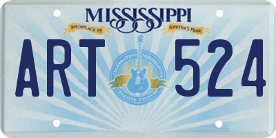 MS license plate ART524