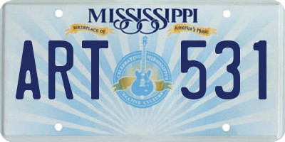 MS license plate ART531