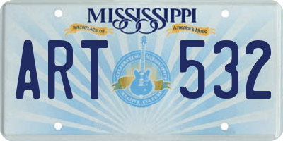 MS license plate ART532