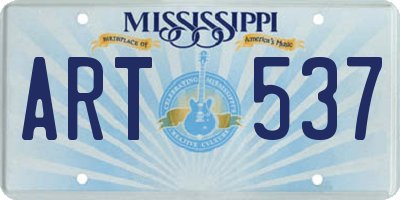 MS license plate ART537