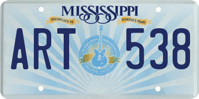 MS license plate ART538