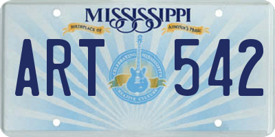 MS license plate ART542