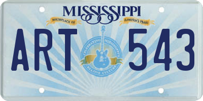 MS license plate ART543