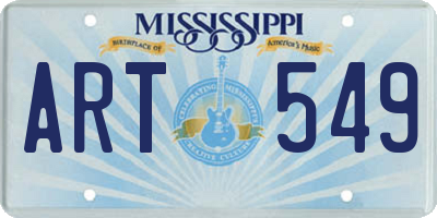 MS license plate ART549