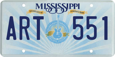 MS license plate ART551