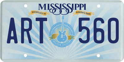 MS license plate ART560