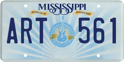 MS license plate ART561