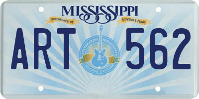 MS license plate ART562