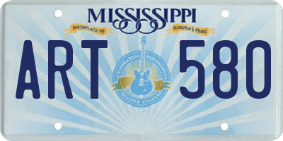 MS license plate ART580