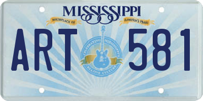 MS license plate ART581