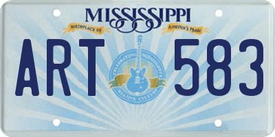 MS license plate ART583