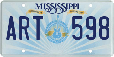 MS license plate ART598