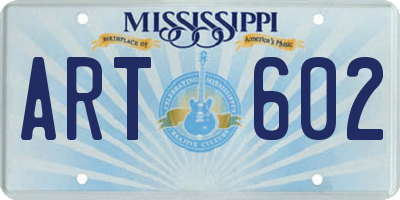 MS license plate ART602