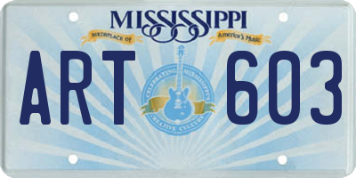 MS license plate ART603