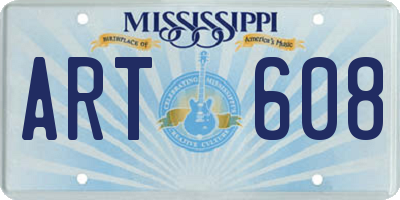 MS license plate ART608