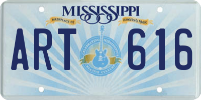 MS license plate ART616