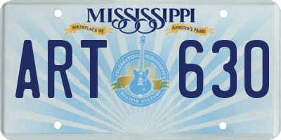 MS license plate ART630