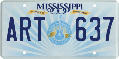 MS license plate ART637