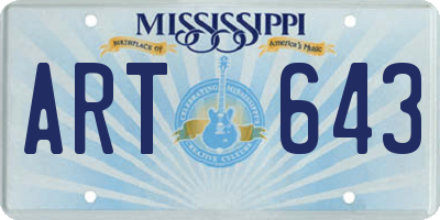MS license plate ART643