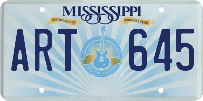 MS license plate ART645
