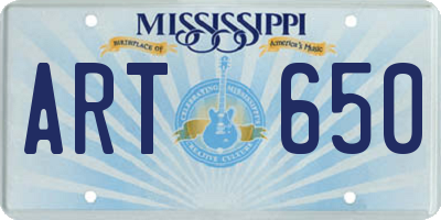 MS license plate ART650