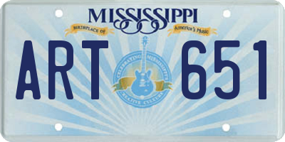 MS license plate ART651