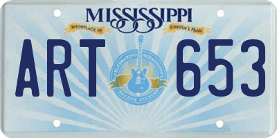 MS license plate ART653