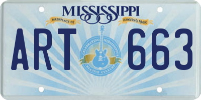MS license plate ART663
