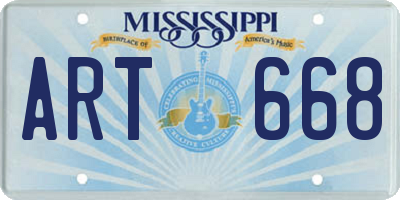 MS license plate ART668