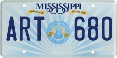 MS license plate ART680