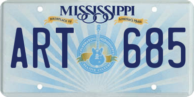 MS license plate ART685