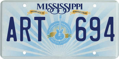 MS license plate ART694