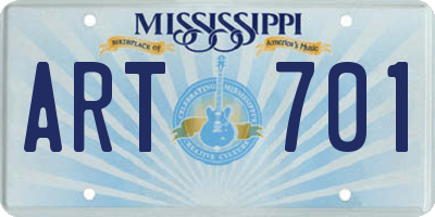 MS license plate ART701